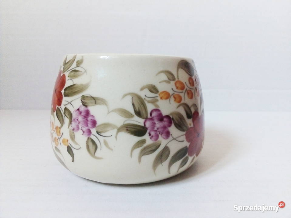 kokilka fajans vintage PRL Cepelia folk ręcznie