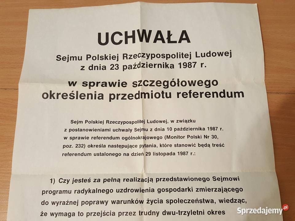 PLAKAT Uchwała Sejmu PRL z 1987r w spr