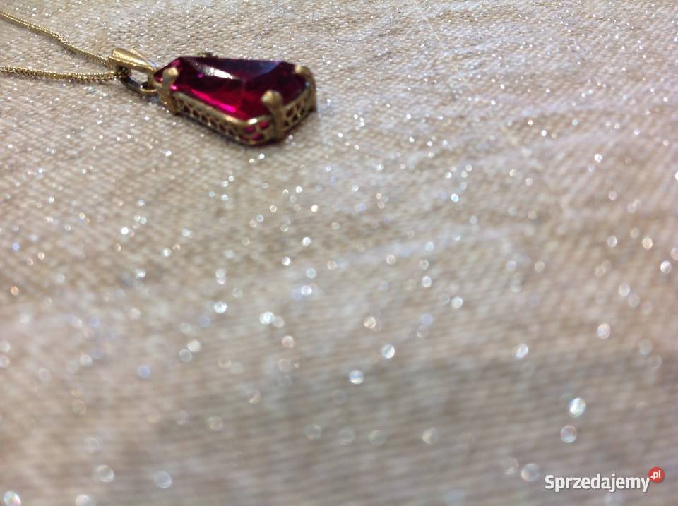 Stara Zawieszka Pozłacana Wisiorek z Czerwonym pozłacane Nowa Sól