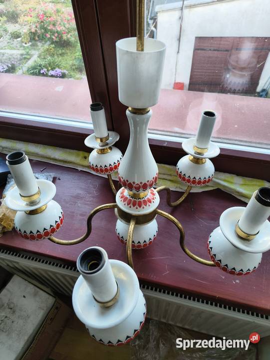 Lampa żyrandol procelana PRL Lampy wiszące mazowieckie Warszawa