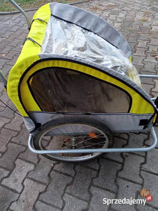 Przyczepka rowerowa wózek 2 osobowy dziecka żółty/złoty śląskie Jaworzno sprzedam
