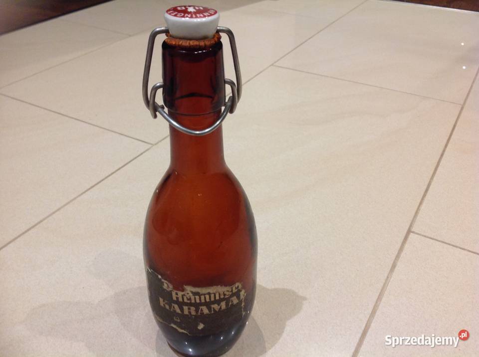 Stara Butelka Szklana z Porcelanką poj 033 L Nowa Sól