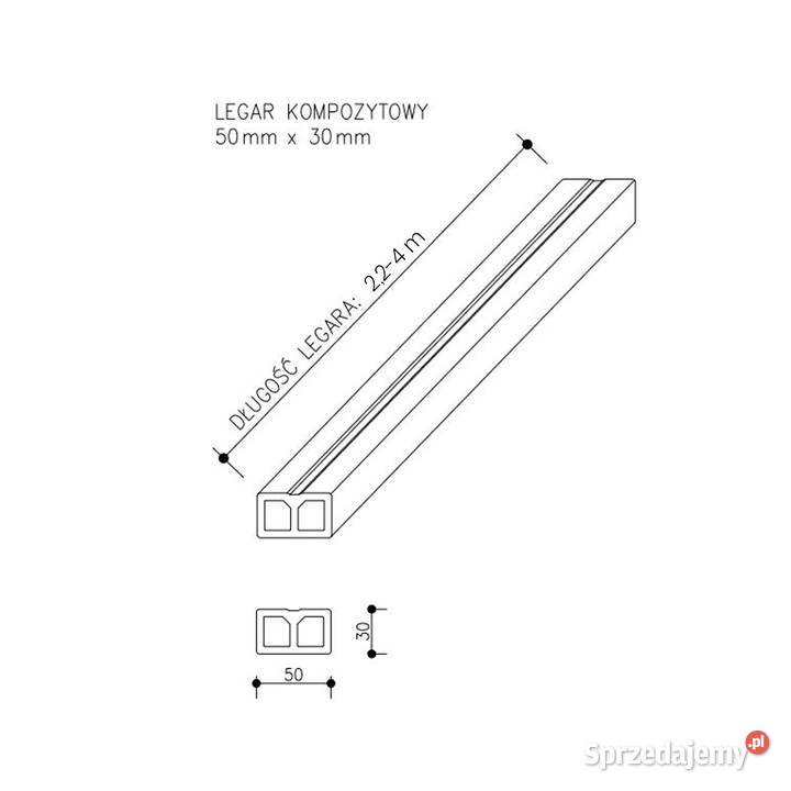 LEGAR KOMPOZYTOWY 50 X 30 MM DŁ 4 M Mrągowo