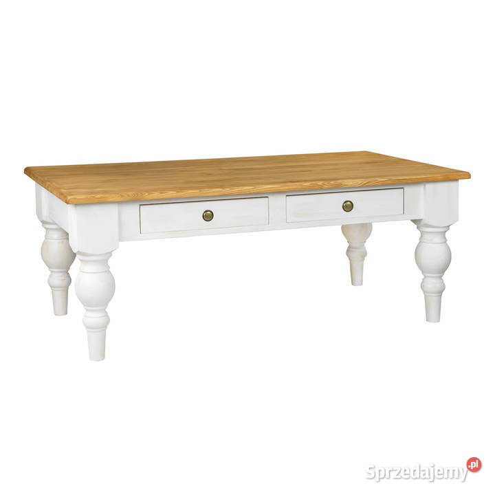 Drewniana ława kawowa z szufladami na nogach Meble Maków Podhalański