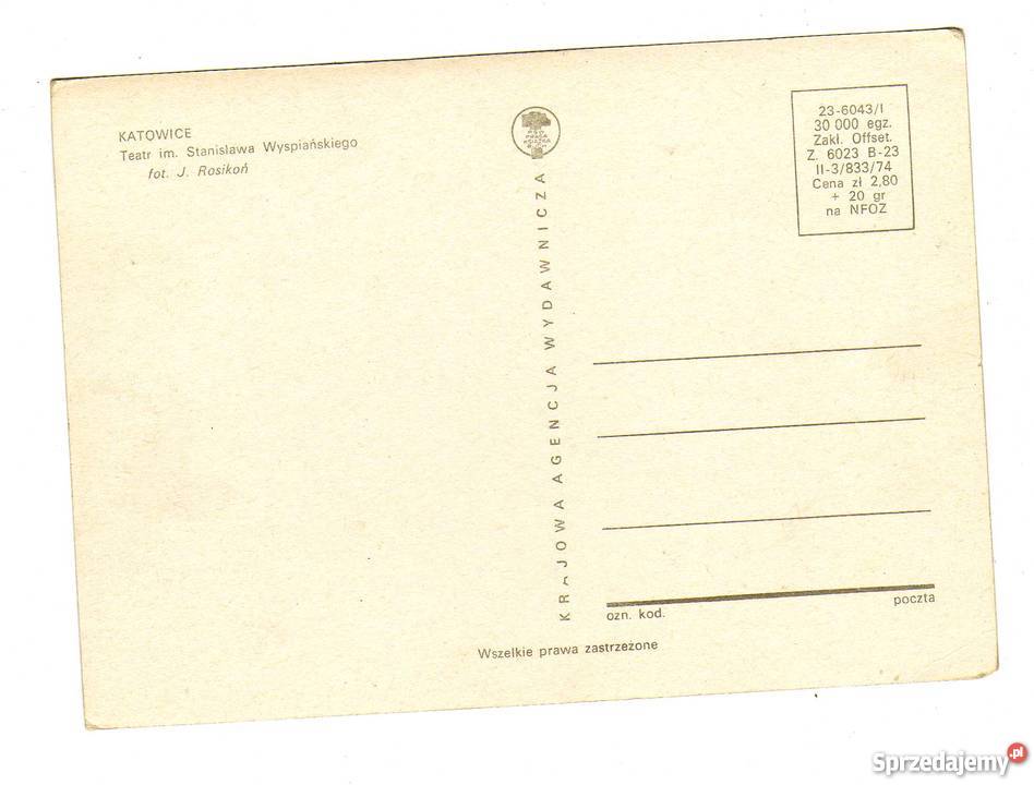 KATOWICE TEATR WYSPIAŃSKIEGO POCZTÓWKA świętokrzyskie Krynki