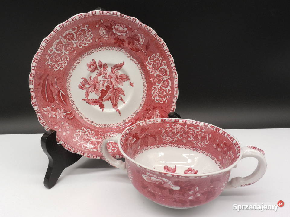 Angielska Bulionówka ze Spodkiem Spode Pink wielkopolskie