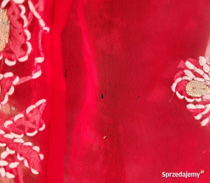 Indyjska tunika czerwona S M haftowana etno boho Szczecin
