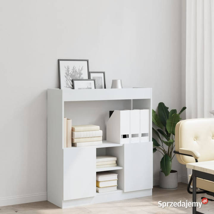 Wysoka szafka biała 92x33x100 materiał