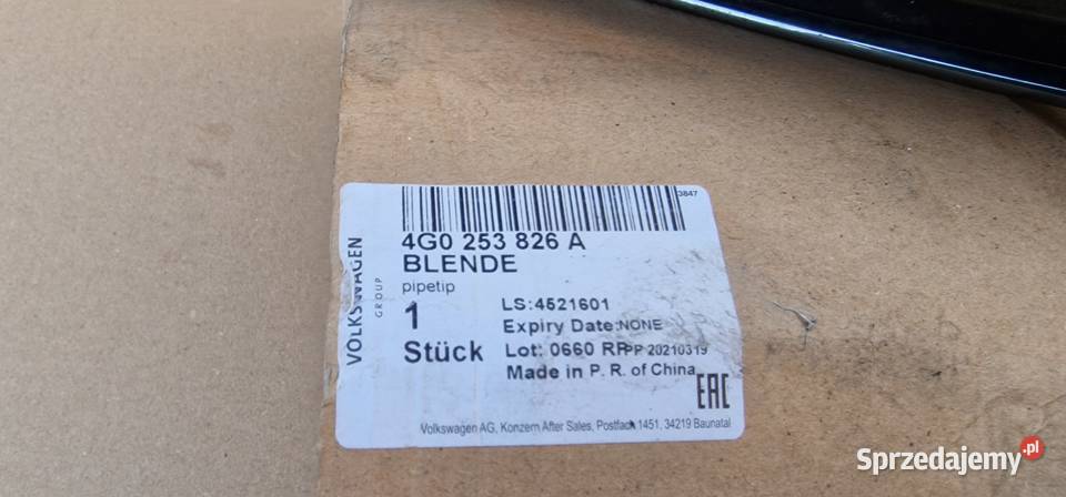 AUDI A6 C7 KOŃCÓWKA WYDECHU PRAWA 4G0253826A Bieleń