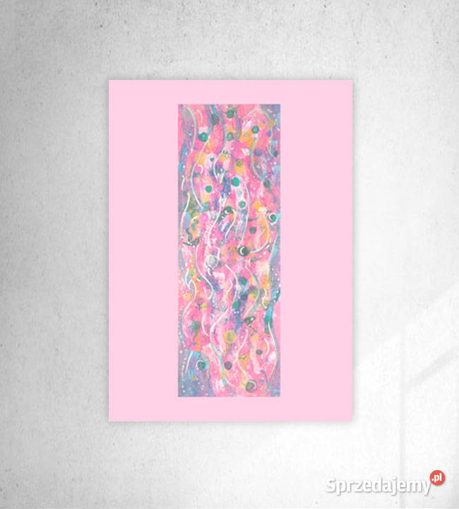 różowy obraz A3 abstrakcyjny rysunek nowoczesna