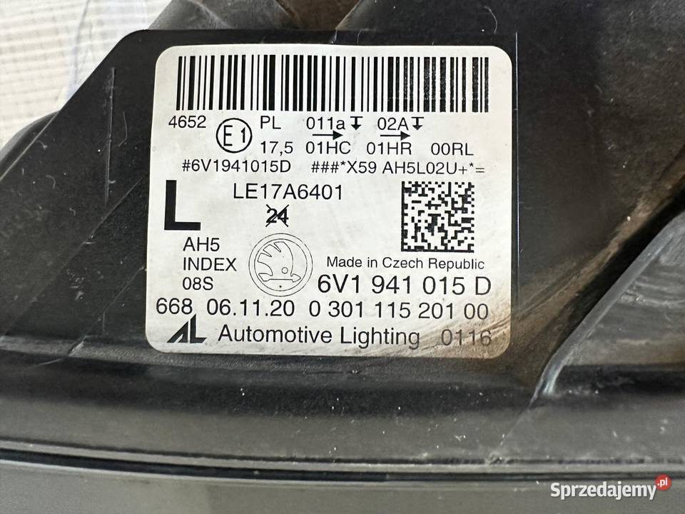 SKODA FABIA III LIFT LAMPA PRZÓD PRZEDNIA LEWA Motoryzacja