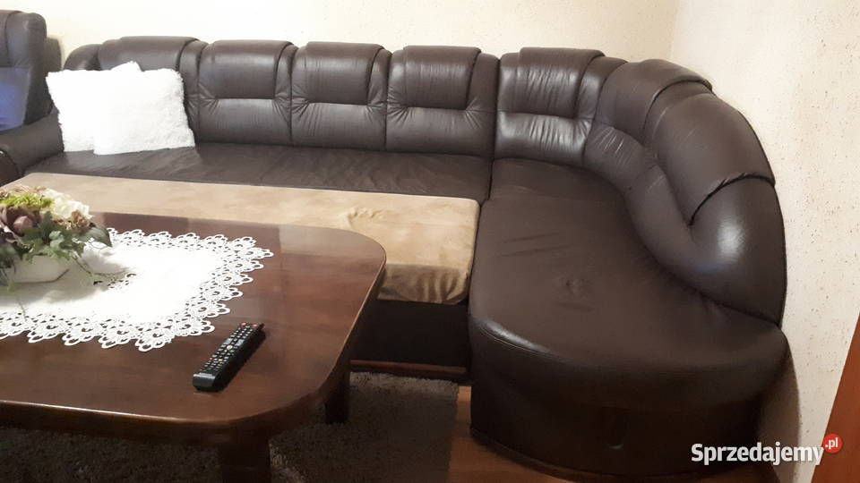 Wypoczynek ze skóry z dwoma fotelami 280cm małopolskie Olkusz