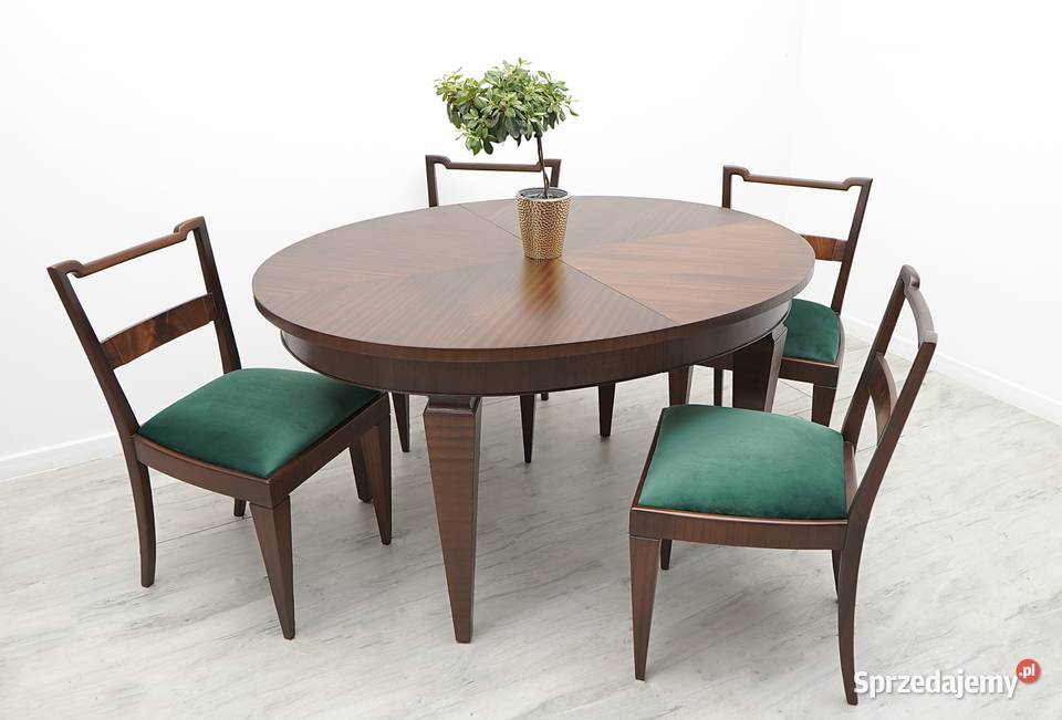 Zabytkowy stół 4 krzesła lata 20te renowacji Jerka