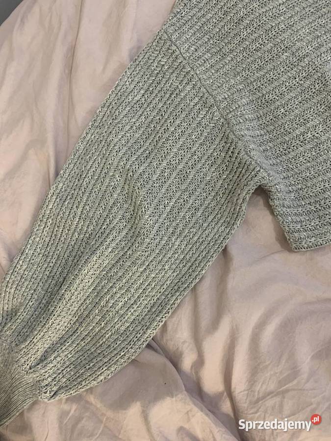 Sweter szary krótki pleciony oversize HIT podkarpackie Jasło