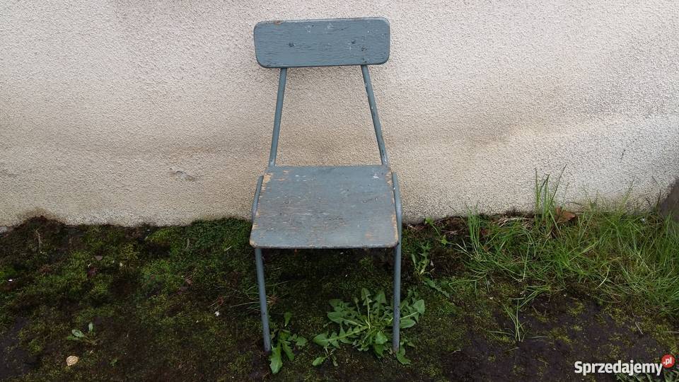 Metalowe szkolne krzesło z lat 70-tych do renowacji 015