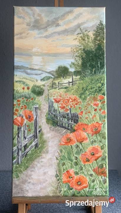 Obraz ręcznie malowany Maki drodze Kalisz