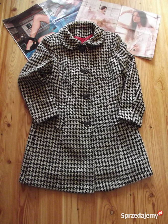 Płaszcz białoczarny r38 Look Wiosenna/Jesienna sprzedam