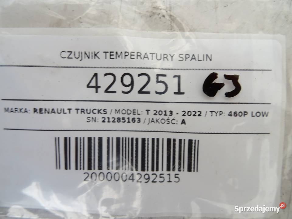 CZUJNIK TEMPERATURY SPALIN RENAULT TRUCKS T ciężarowe