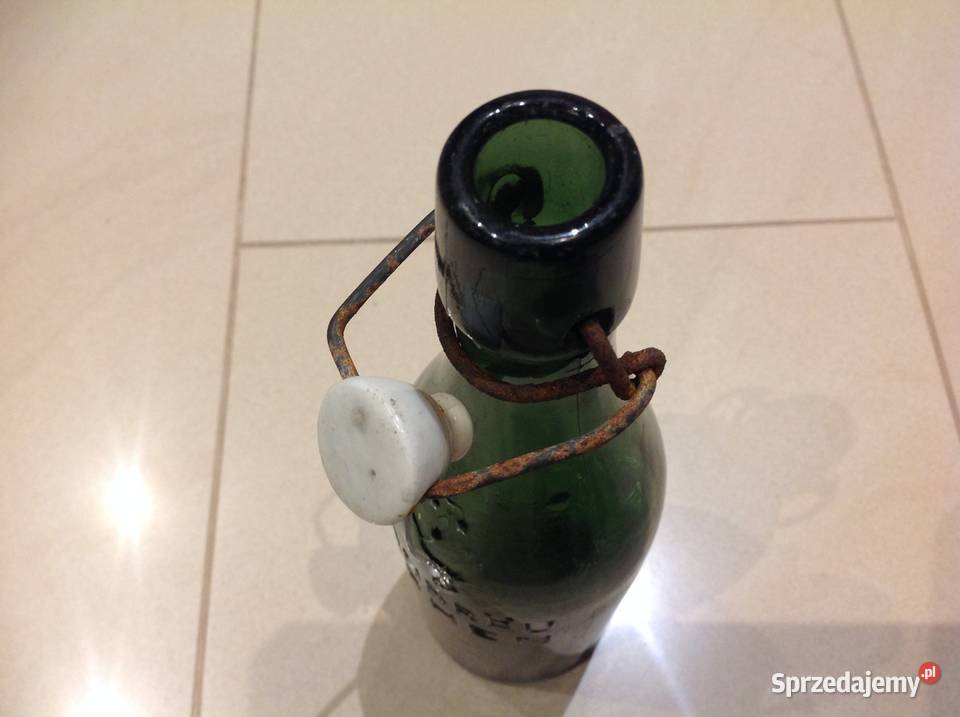 Stara Butelka Szklana z Porcelanką poj 05 L Pozostałe Nowa Sól