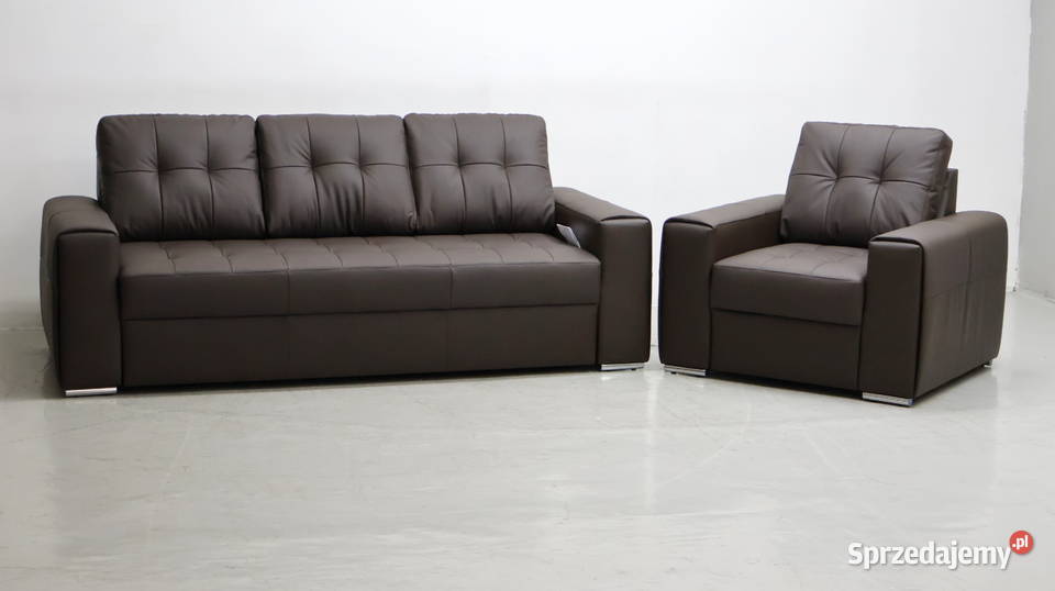 KOMPLET 31 sofy kanapy zestaw brązowa skóra Poznań sprzedam