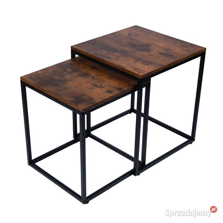Nowoczesne stoliki kawowe kwadratowe zestaw 2w1 45cm wielkopolskie Poznań