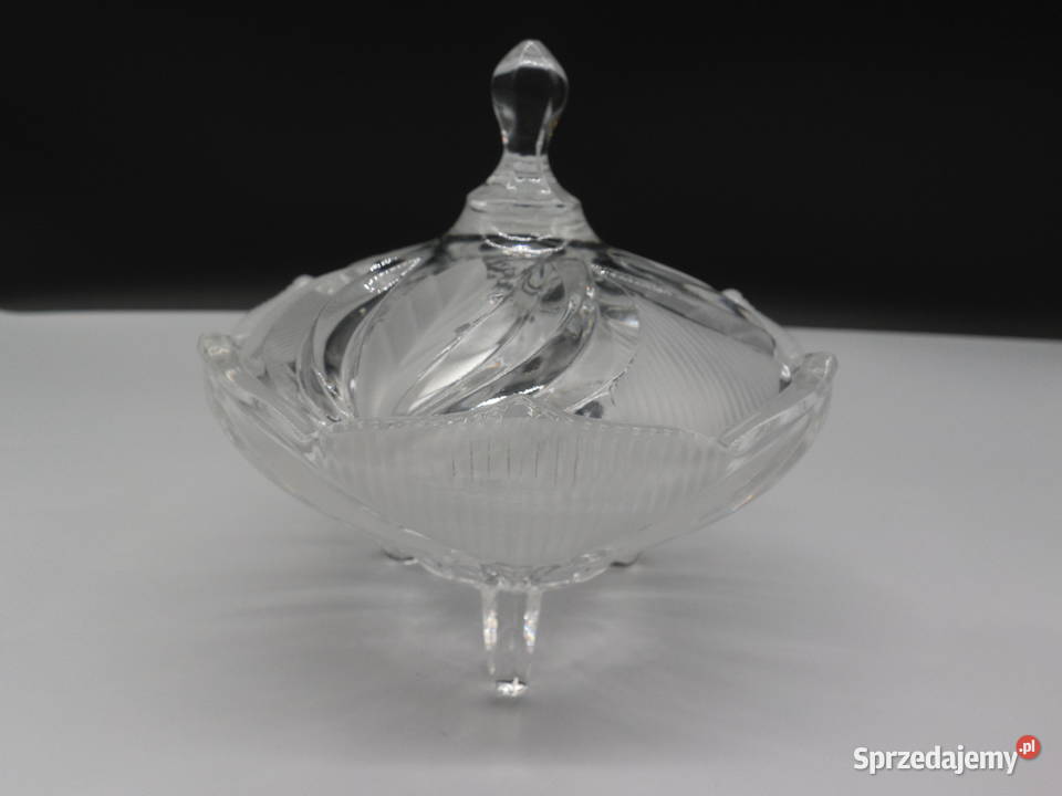 Kryształowa Bomboniera Cukiernica na Nóżkach Porcelana i szkło Raszków
