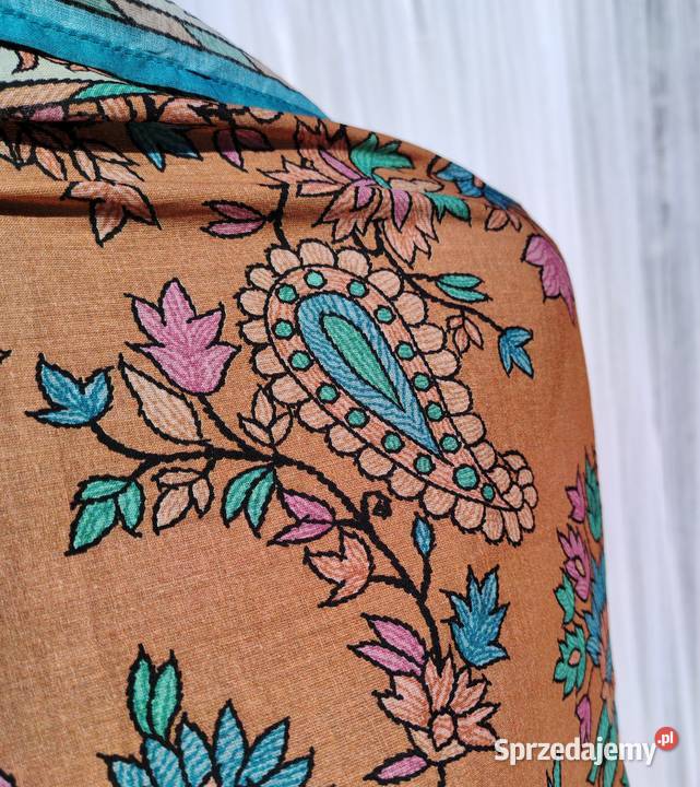 Duża kolorowa chusta pomarańczowa floral kwiaty Szczecin
