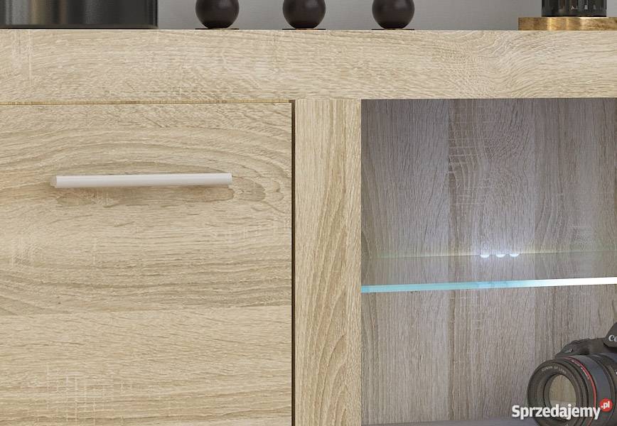 Pojemna Komoda LED Biała Dąb Sonoma szerokość Wrocław