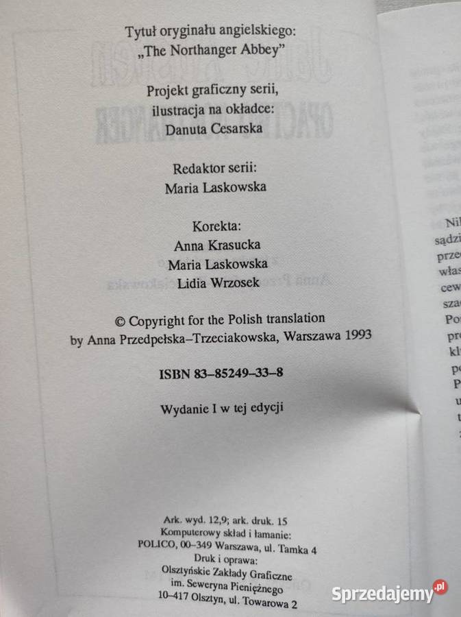 Opactwo Northanger Jane Austen Rok wydania 0 Kielce