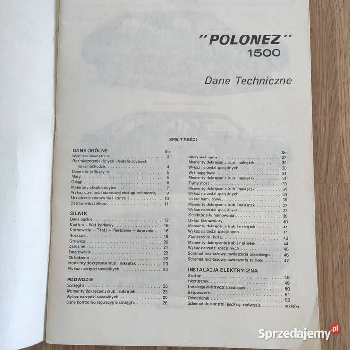 Książka Polonez 1500 dane techniczne naprawy i mazowieckie Warszawa