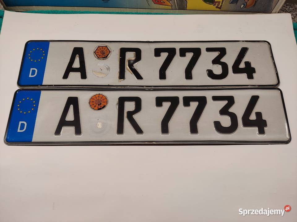 Tablica rejestracyjna Niemcy 2 sztuki AR7734 Głuchołazy