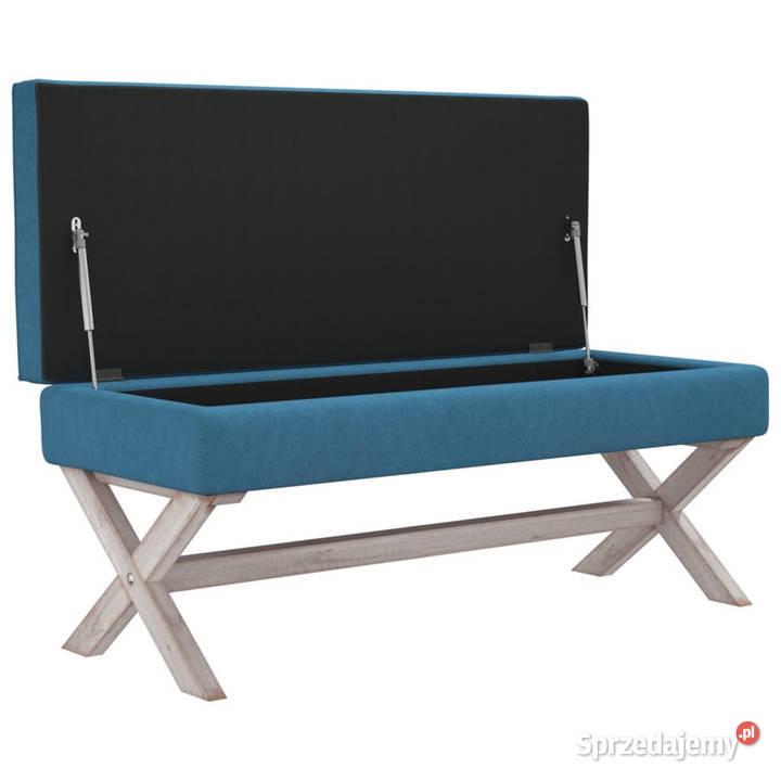 Stołek ze schowkiem niebieski 110x45x49 aksamit Warszawa