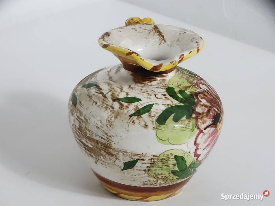 Ręcznie Malowany Ceramiczny Dzbanek Vintage Biłgoraj