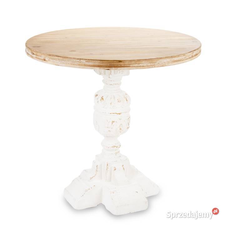 postarzany antyczny okrągły stół stolik vintage retro 80 cm
