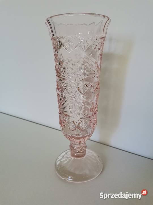 Stary różowy wazon kielich szkło Ząbkowice Katowice