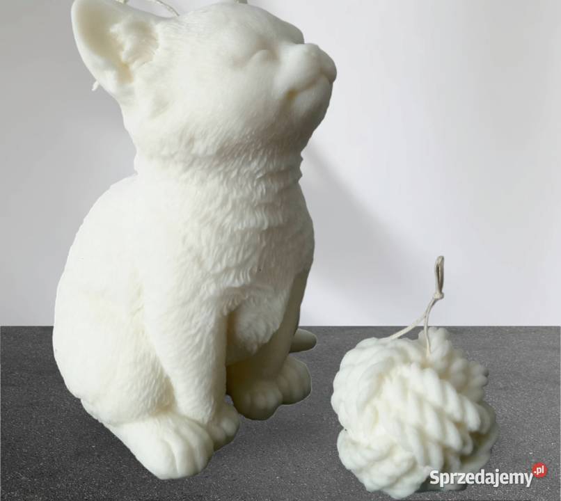 Duża świeca sojowa Kot Motek Zestaw Naturalna Kraków sprzedam