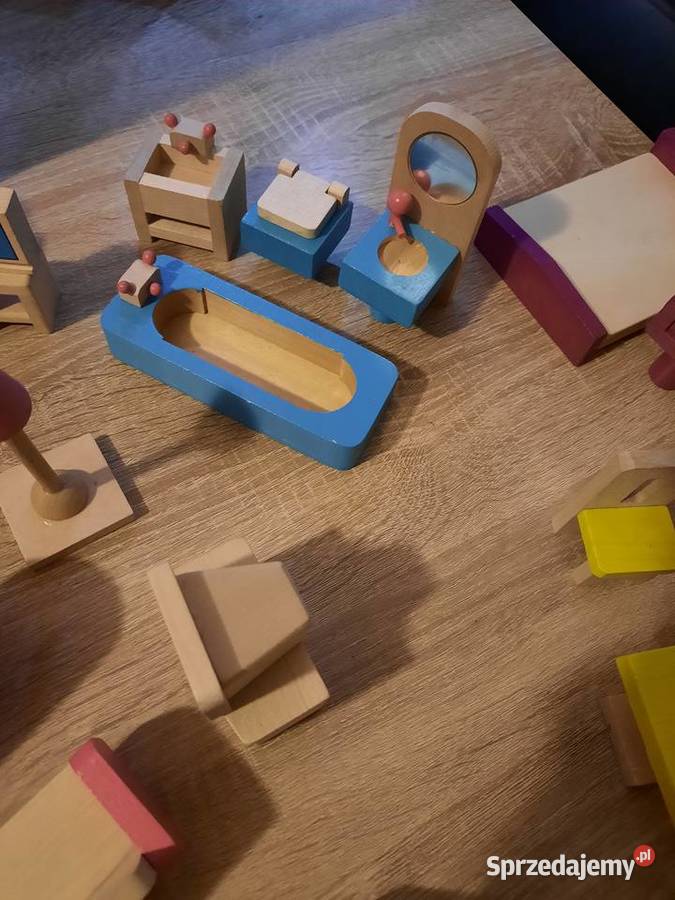 Drewniany domek lalek duży mebelki odbiór Drewno  Łódź
