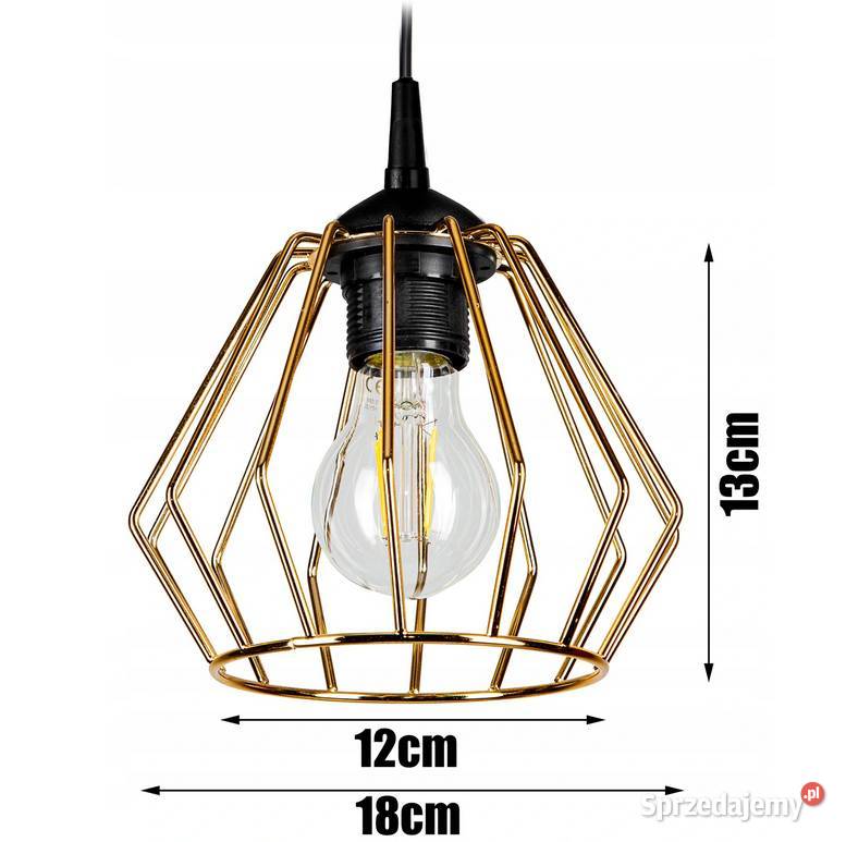 LAMPA WISZĄCA ŻYRANDOL LOFT Złota GOLD czarna