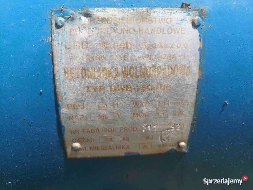 Betoniarka 200 L 230v nowy silnik Blizne sprzedam
