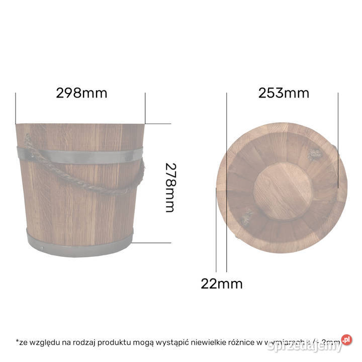 Wiadro ceber drewniany dębowy do sauny 10l