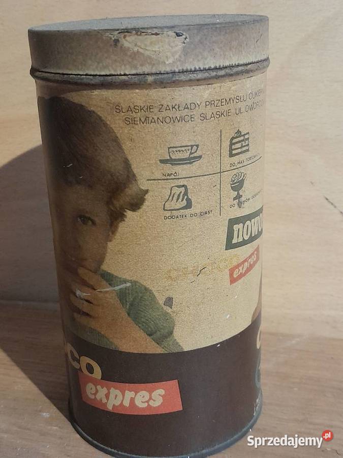 Stara puszka z kakao Choco Expres Hanka zabytek Dąbrowa Górnicza