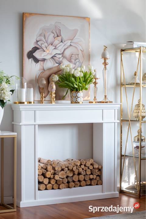 Portal kominkowy atrapa kominka KONSOLA HAMPTONS biały Jeleśnia