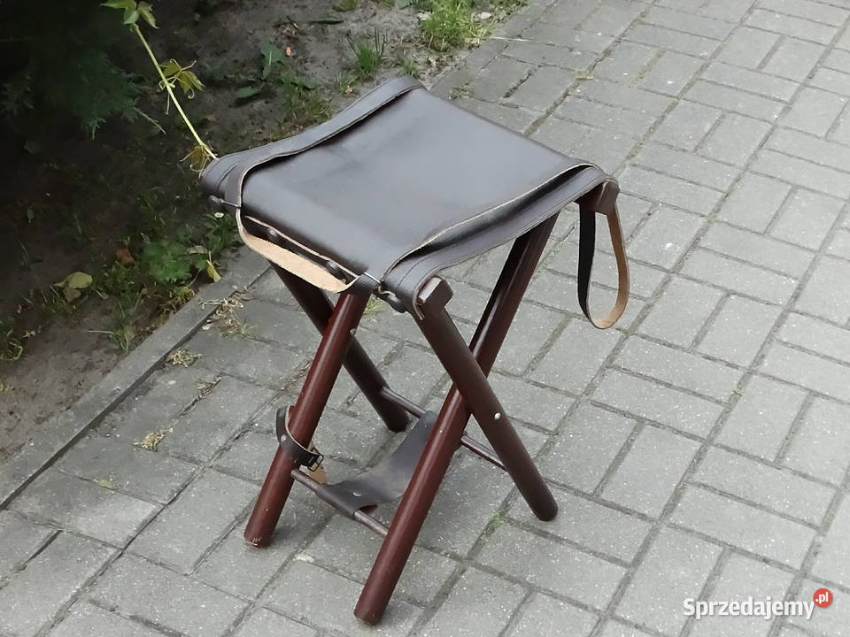 Klimatyczny Składany Stołek Myśliwski Wędkarski Biłgoraj