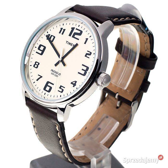 Zegarek Timex Męski 43mm Indiglo 50M Pasek Ecru