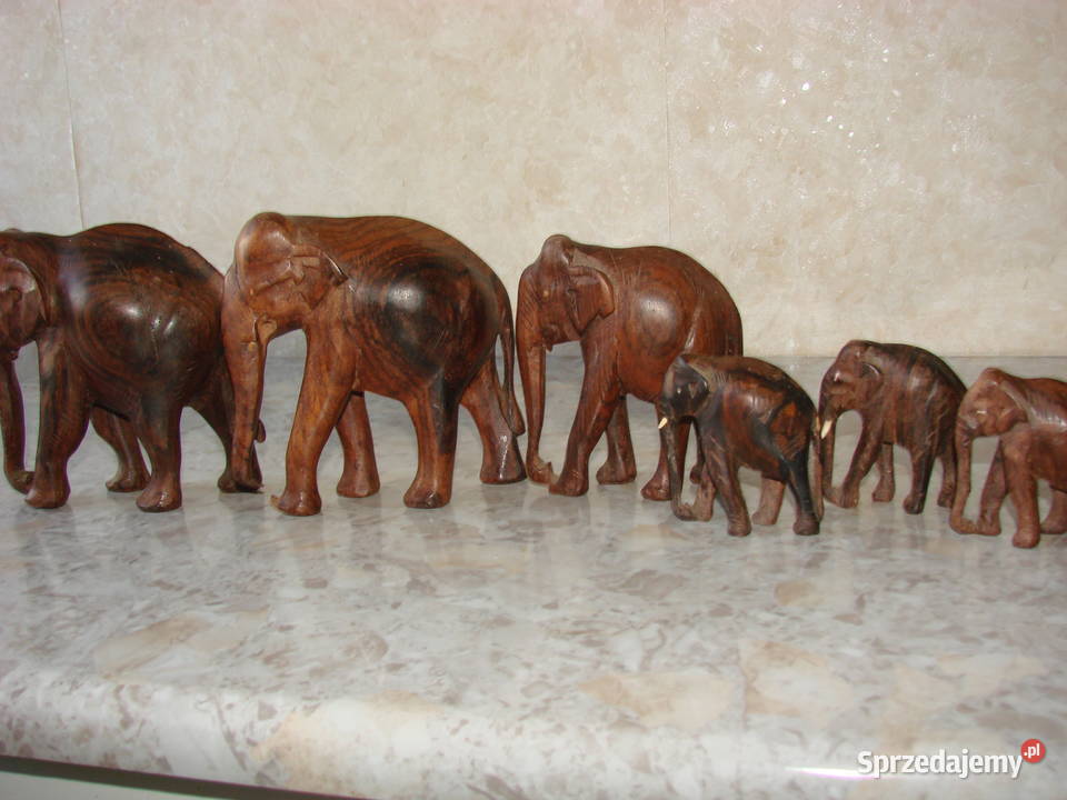 stado słoni indyjskie drewniane figury pomorskie Pruszcz Gdański