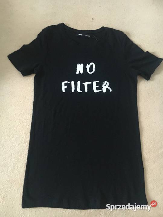 czarna koszulka xxs 32 biały napis no filter Toruń
