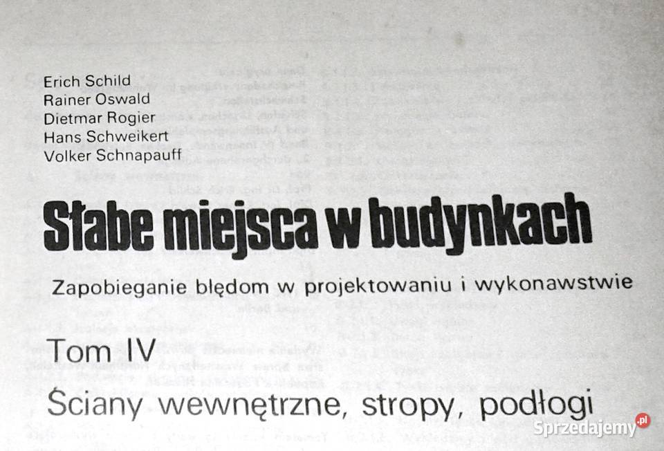 Słabe miejsca w budynkach Tom 4 E Schild R Chełm sprzedam