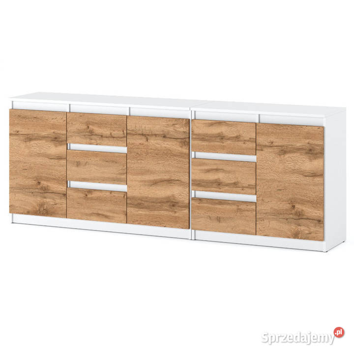 Komoda Biała Drewniana Z 6 Szufladami 200