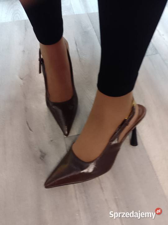 41 Brązowe czekoladowe czółenka wieczorowe z Kraków