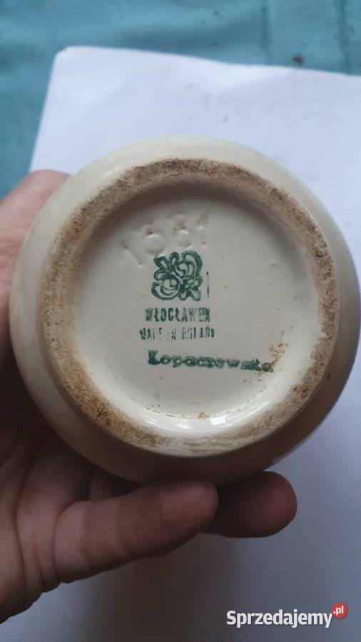 Fajansowy wazon Włocławek 1970 Sygnowany Ręcznie